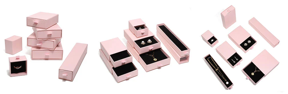 Elegant Pink Drawer Jewelry Paper Packaging Box