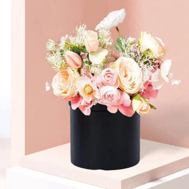 Boîte à fleurs rondes de luxe avec couvercle